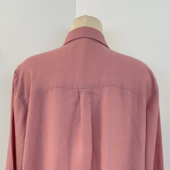 Eileen Fisher Organic Linen Blend Long Sleeve Button Up Shirt Blouse Pink L - Picture 7 of 10